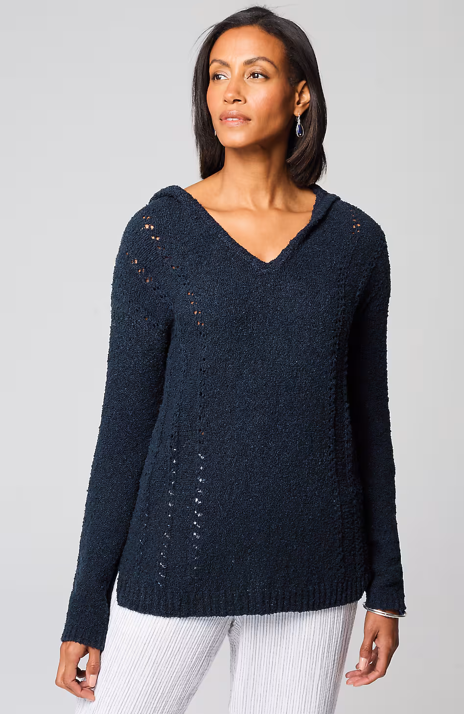 Open-Texture Hooded Sweater