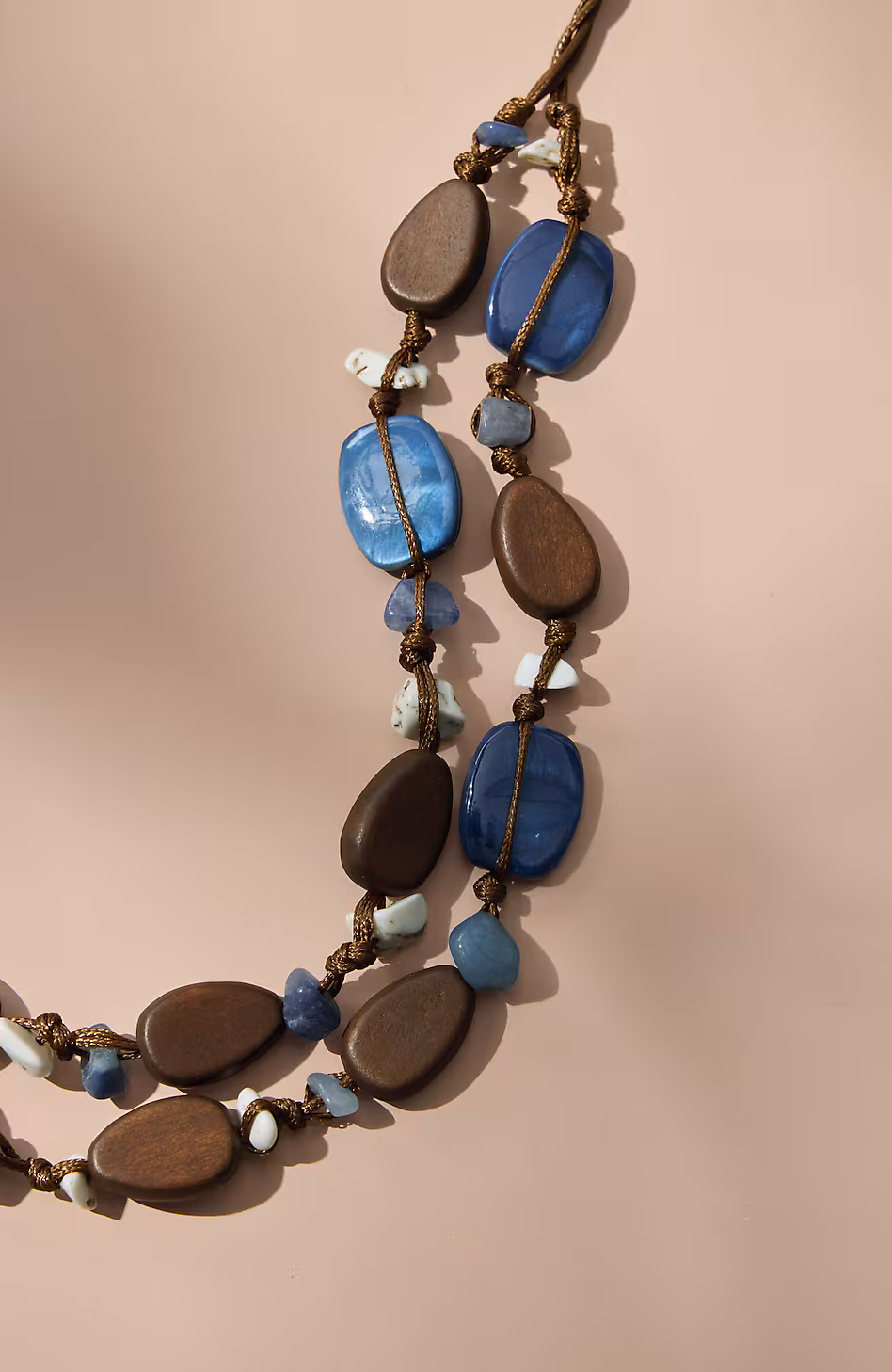 Layered Wood & Beads Necklace