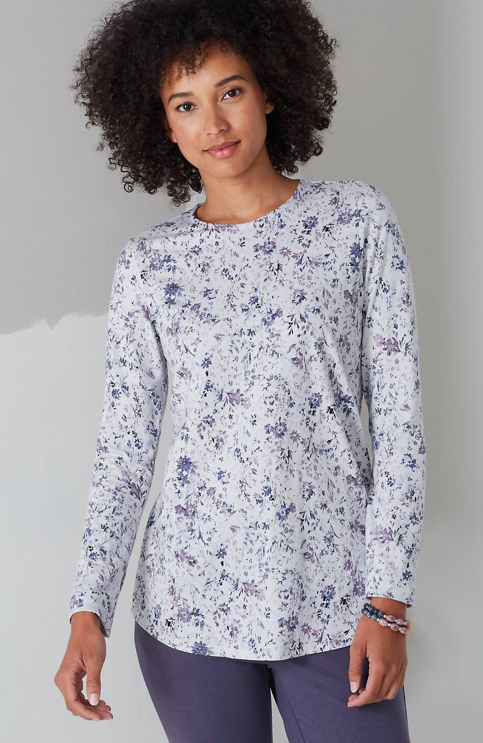 Pure Jill Long-Sleeve Shirttail Tee