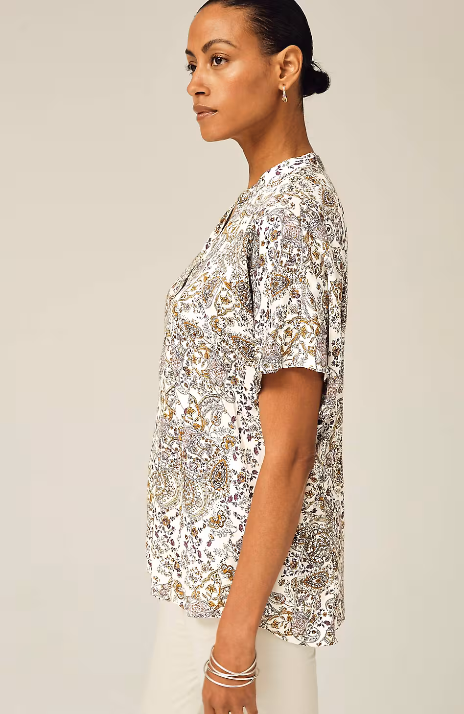 Relaxed Printed Satin Top