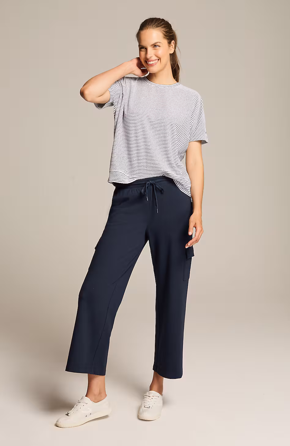 Fit French Terry Cargo Cropped Pants