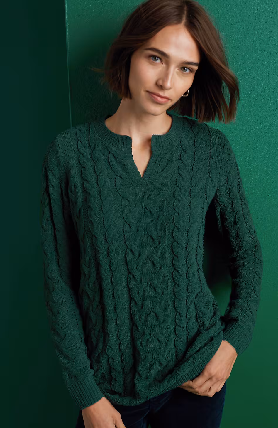 Split-Neck Chenille Tunic