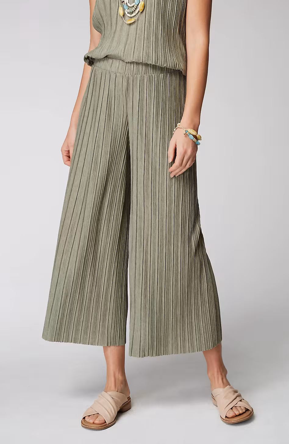 Pure Jill Pleated Jersey-Knit Crops