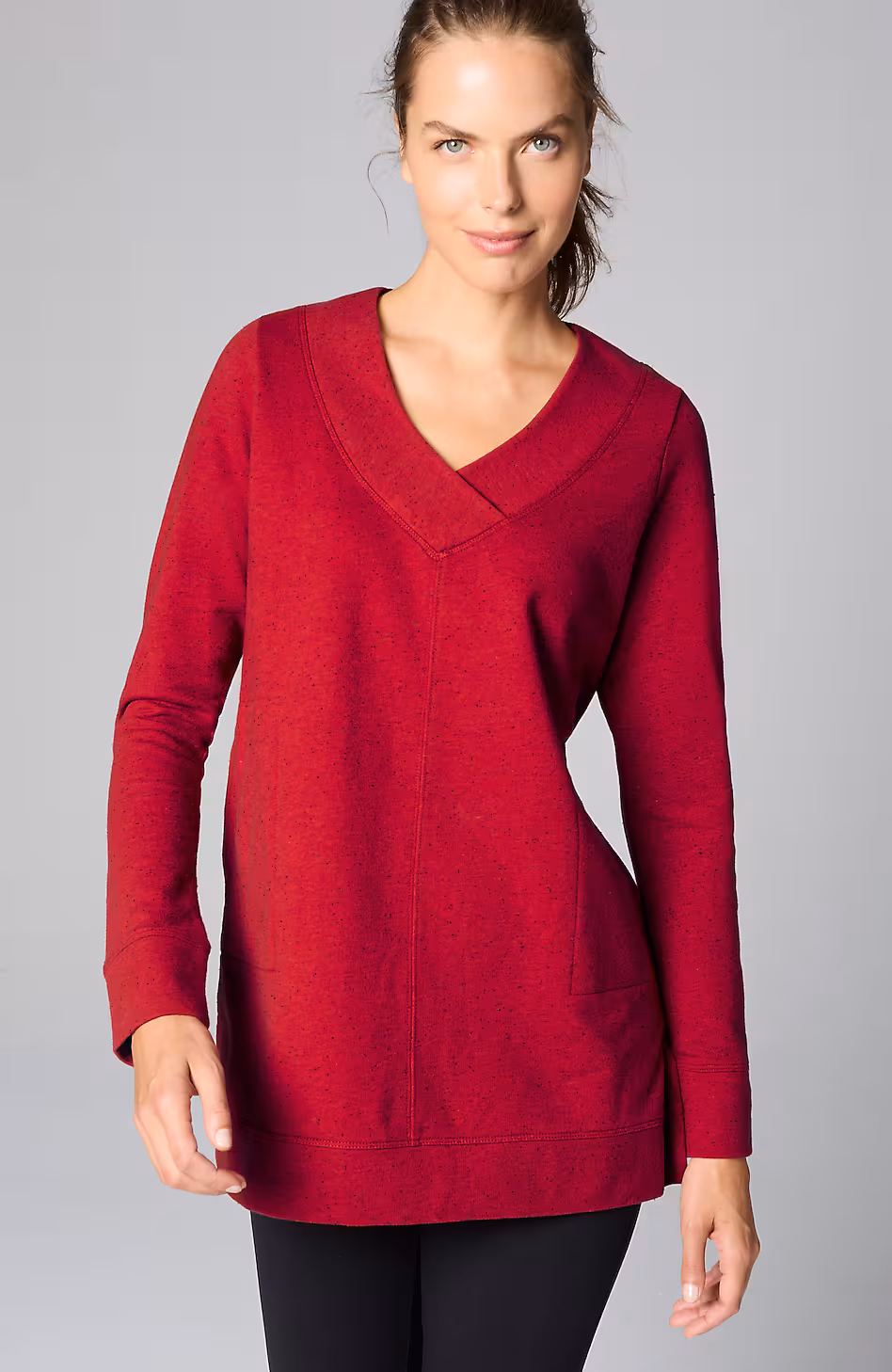 Fit Tweeded French Terry Side-Slit Tunic