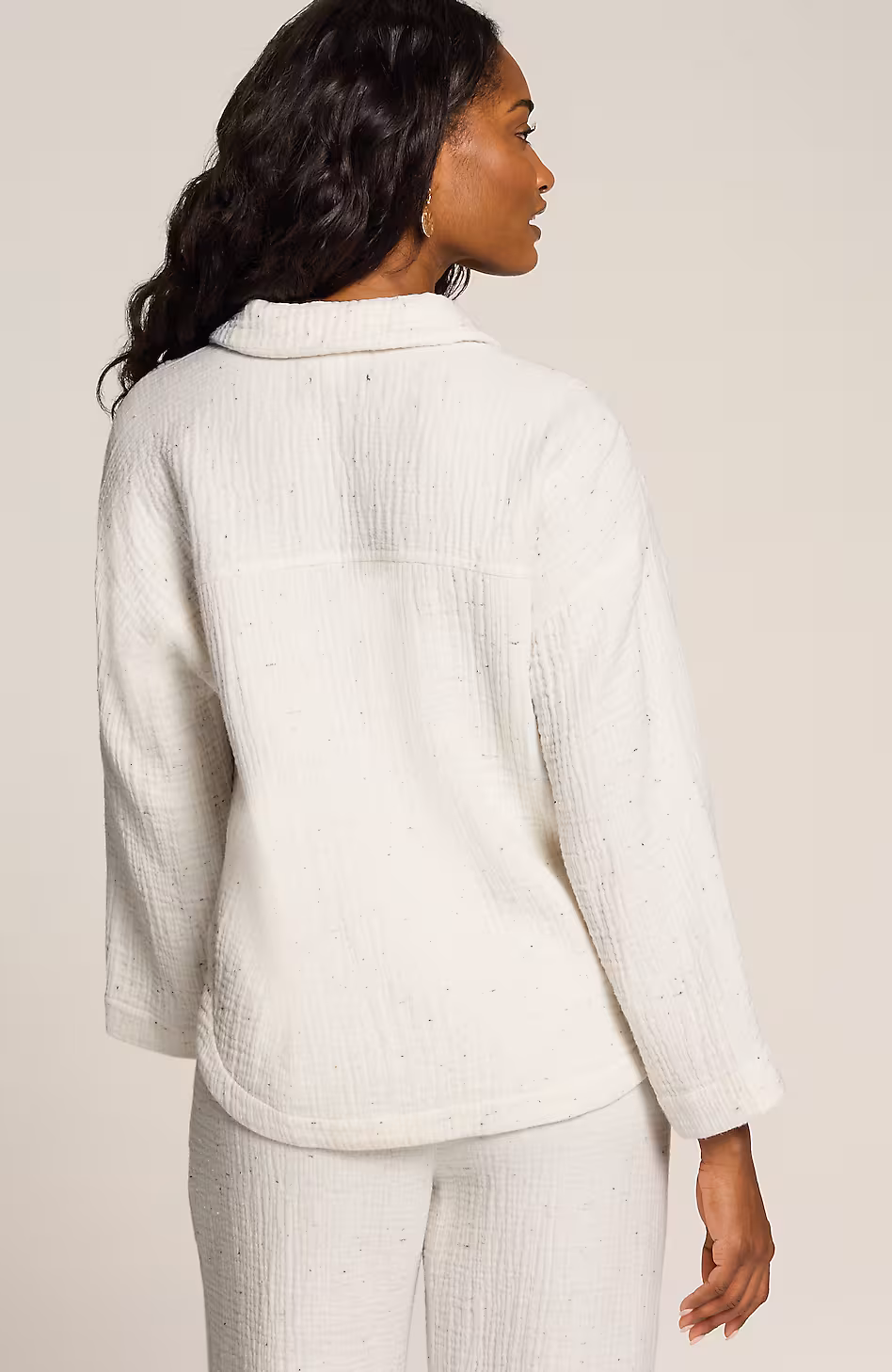 Pure Jill Textured Cotton-Gauze Collared Top