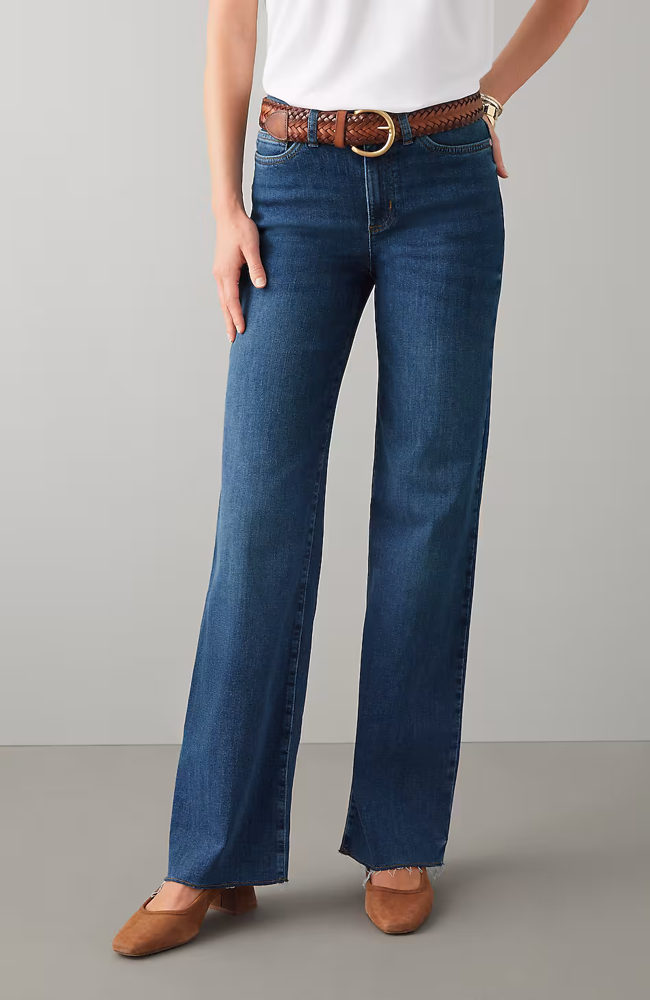 Fringe-Hem Wide-Leg Jeans