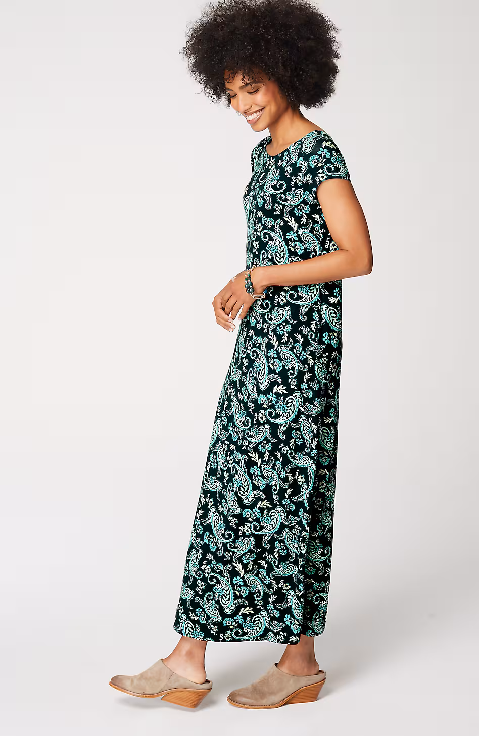 Pleated V-Back Maxi Dress