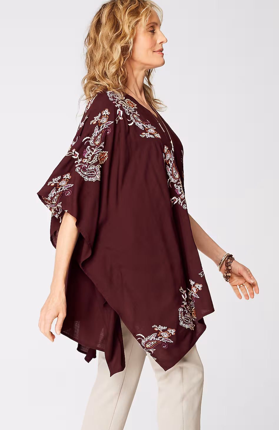 Embroidered Paisley Ruana