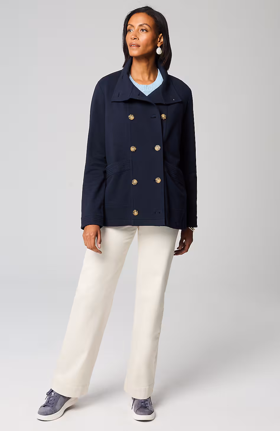 Knit Double-Breasted Peacoat