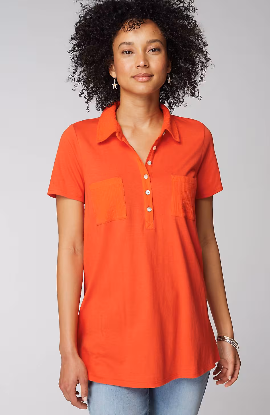 Cotton-Gauze Mixed-Media Tunic