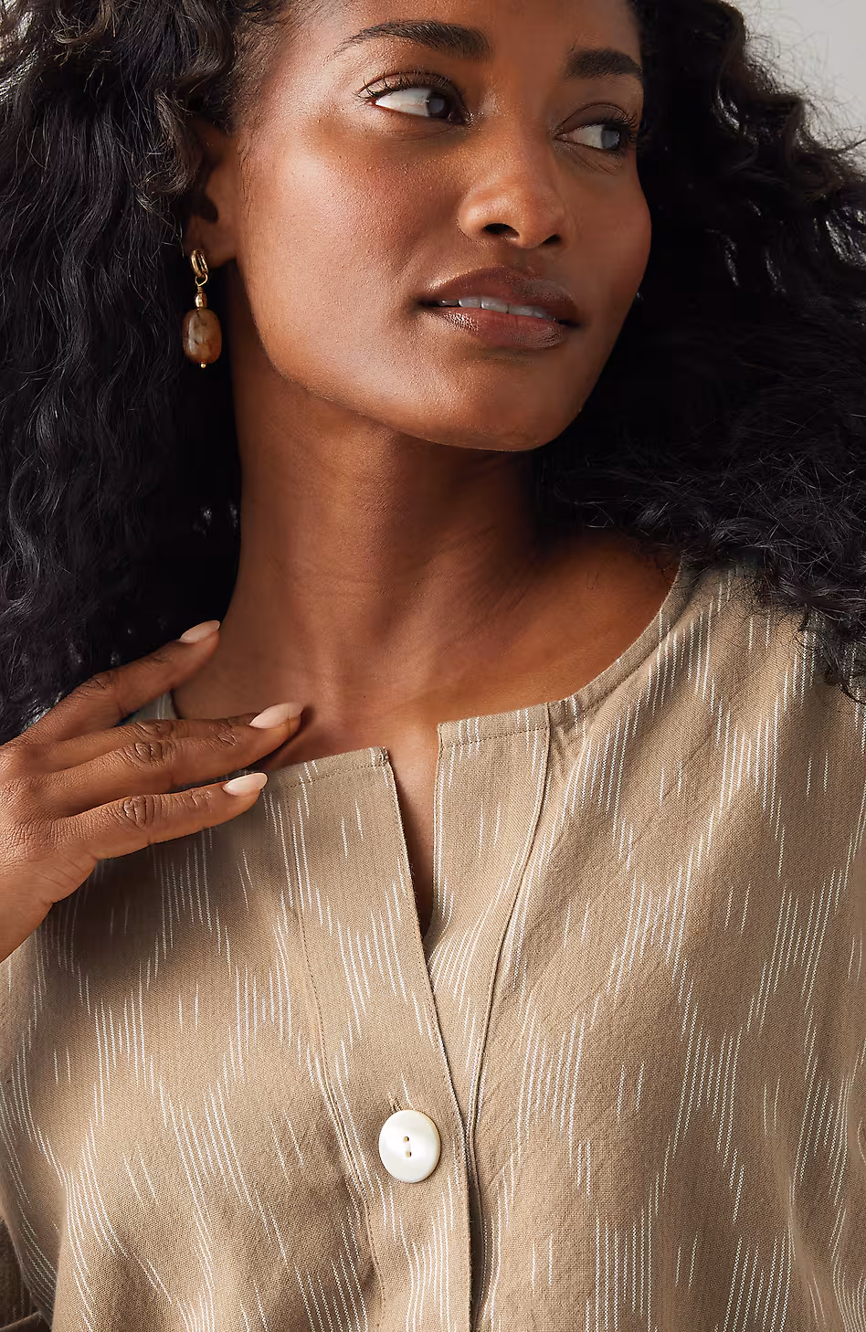 Pure Jill Single-Button Ikat Top