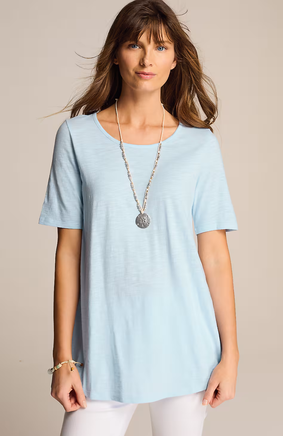 Cotton-Blend Elbow-Sleeve Tunic