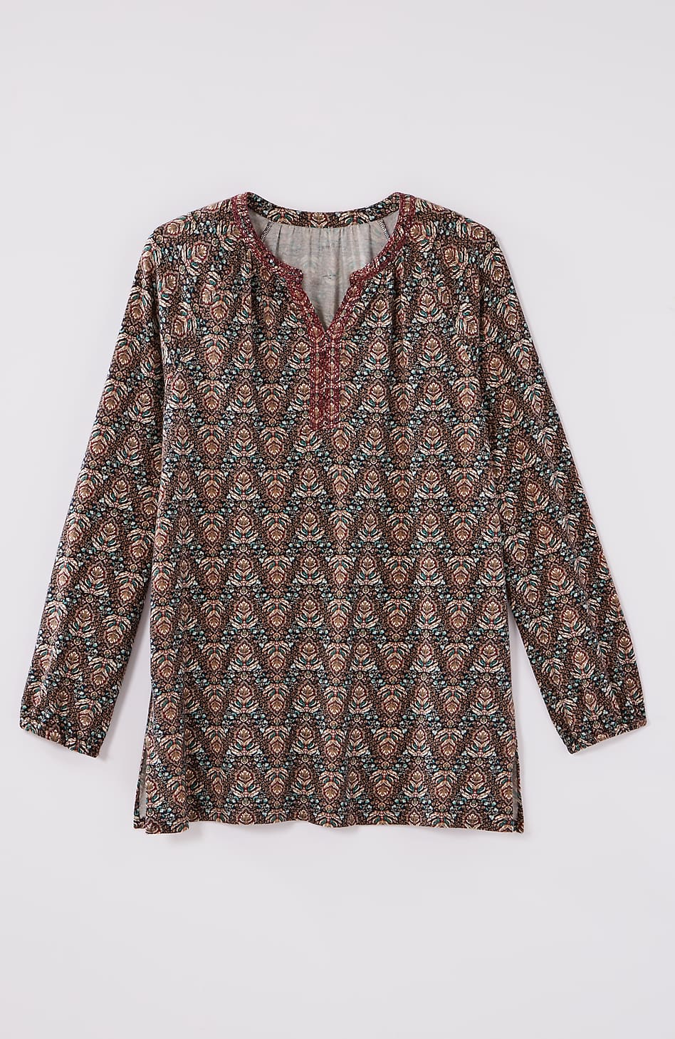Pure Jill Printed & Embroidered Knit Tunic