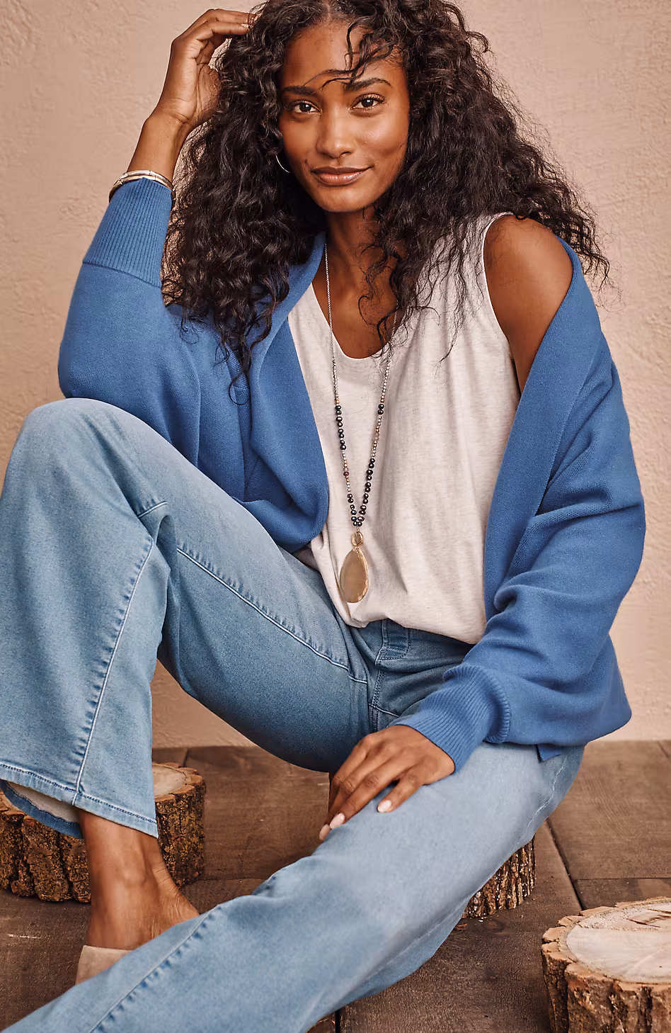 Pure Jill Double-Knit Dolman-Sleeve Cardi