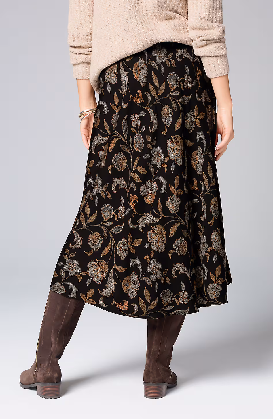 Printed A-Line Midi Skirt