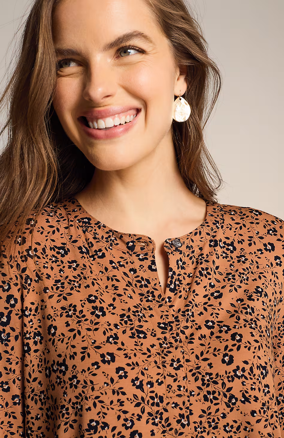 Wearever 3/4-Sleeve Split-Neck Tunic