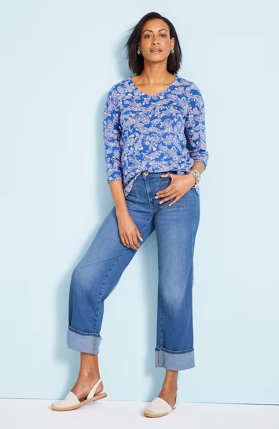 Wide-Leg Cuffed Crops