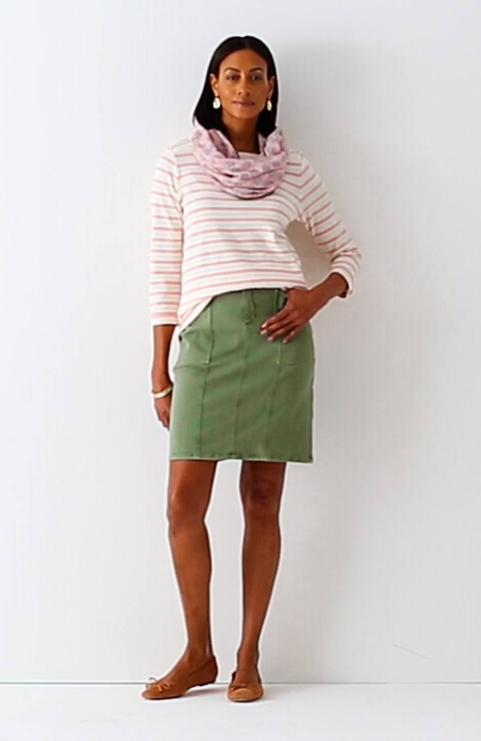 Striped Buttoned-Cuff Tee
