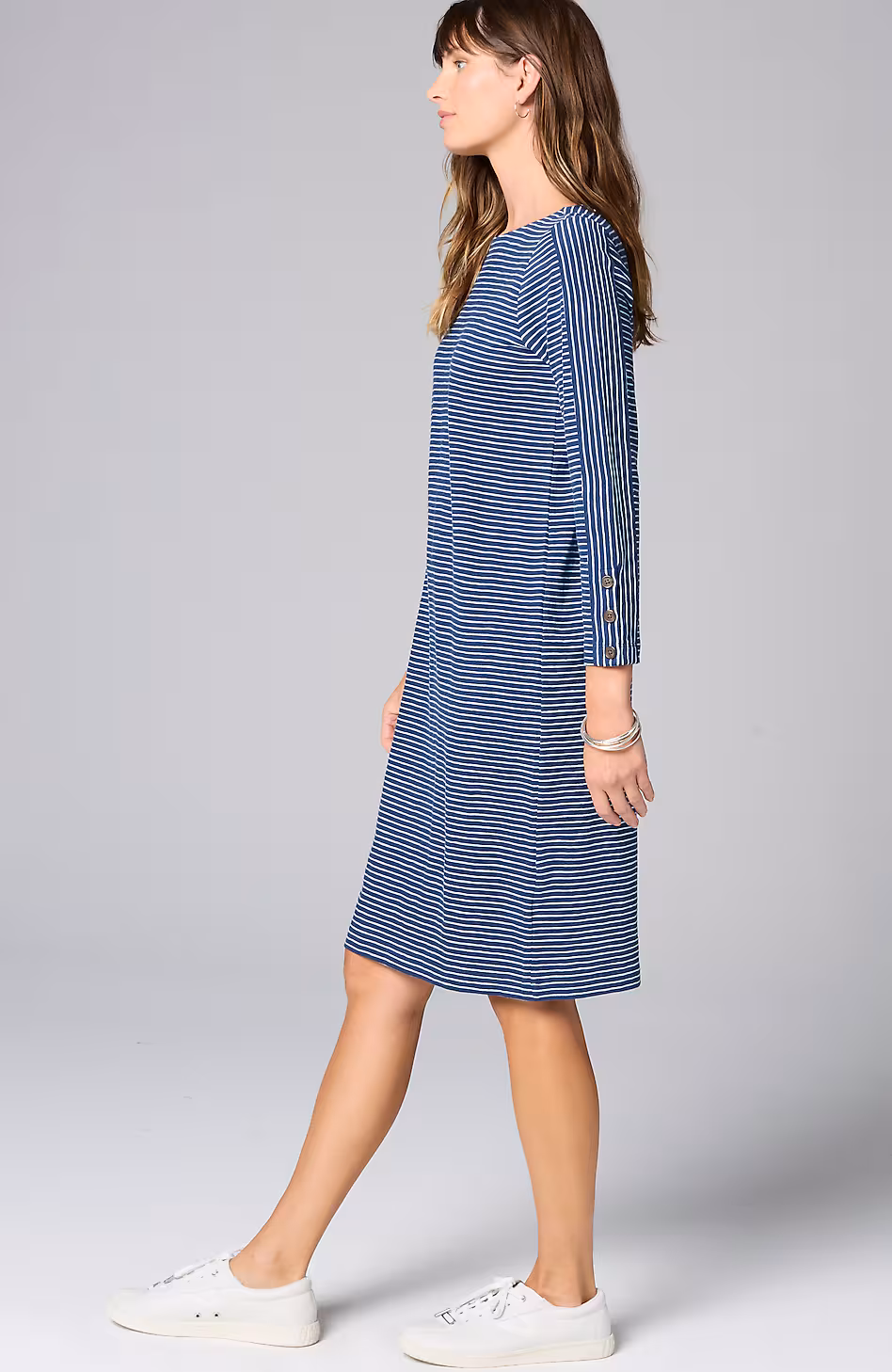 Knit Button-Cuff Dress