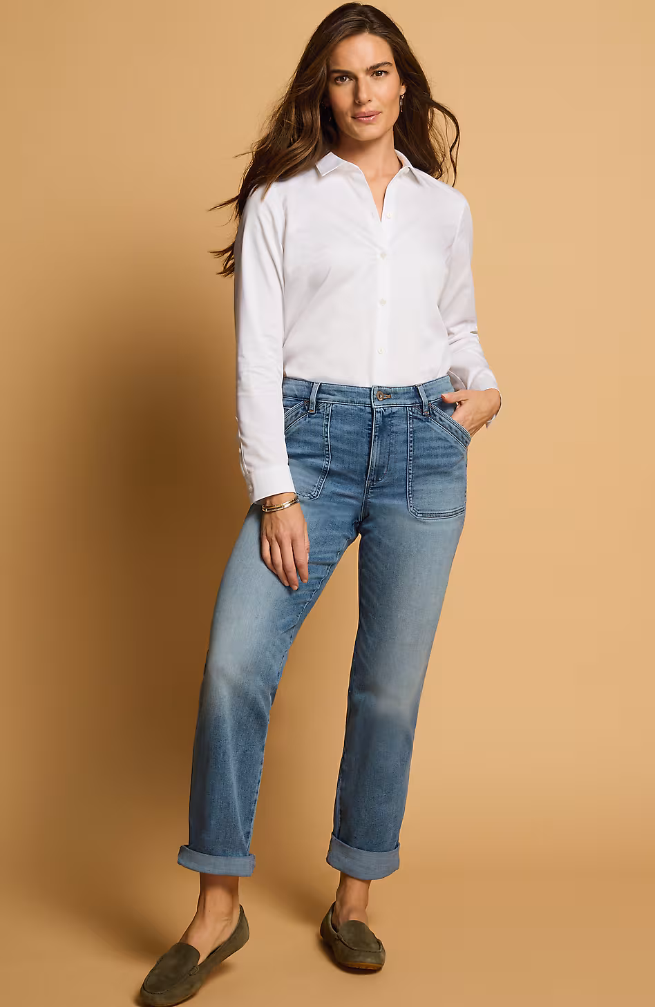 Curvy-Fit Patch-Pocket Jeans
