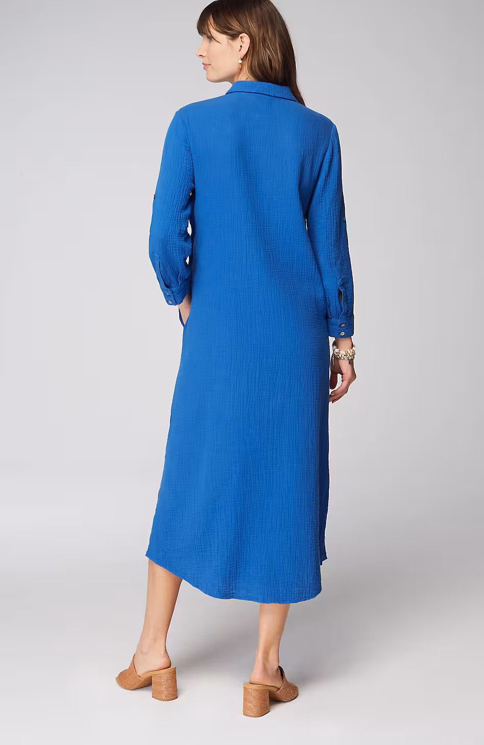 Cotton-Gauze One-Pocket Shirtdress