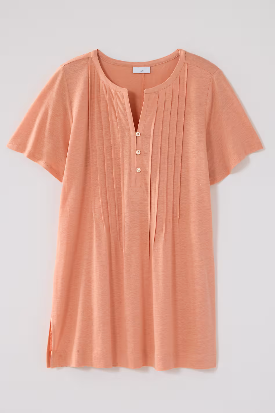 Linen-Blend Flutter-Sleeve Tunic