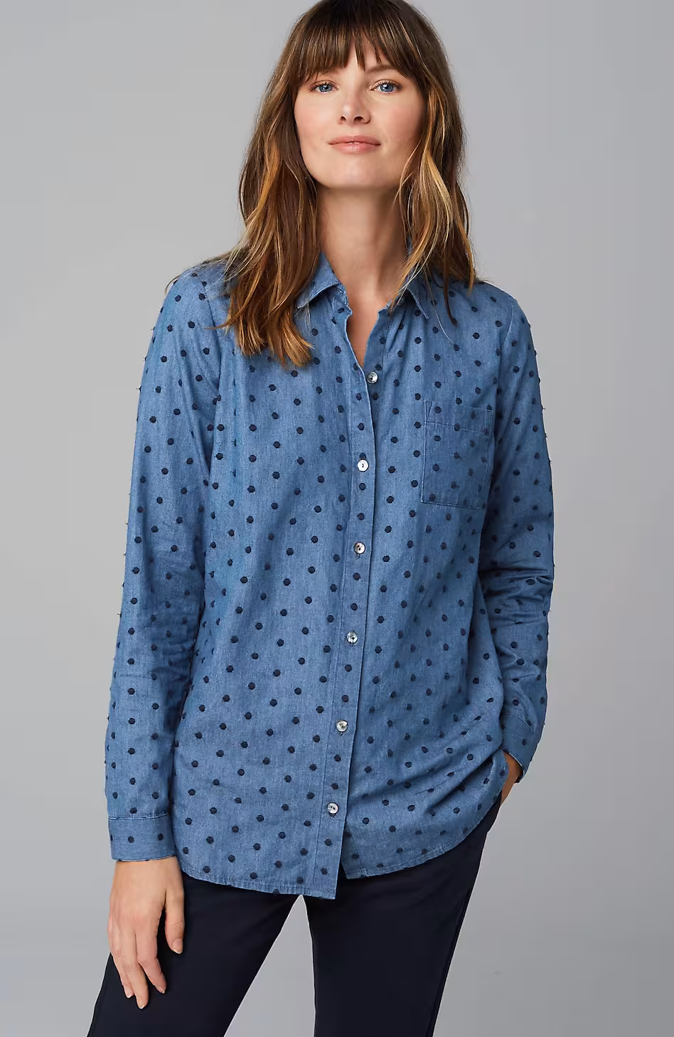 One-Pocket Shirred-Back Shirt