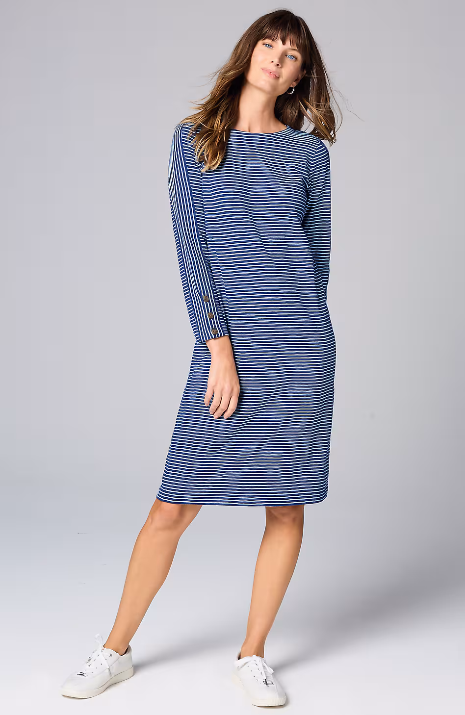 Knit Button-Cuff Dress