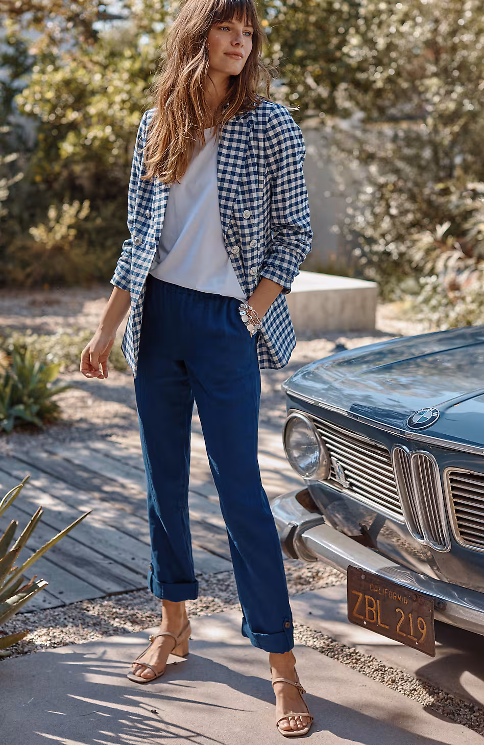 Linen Rolled-Cuff Straight-Leg Pants