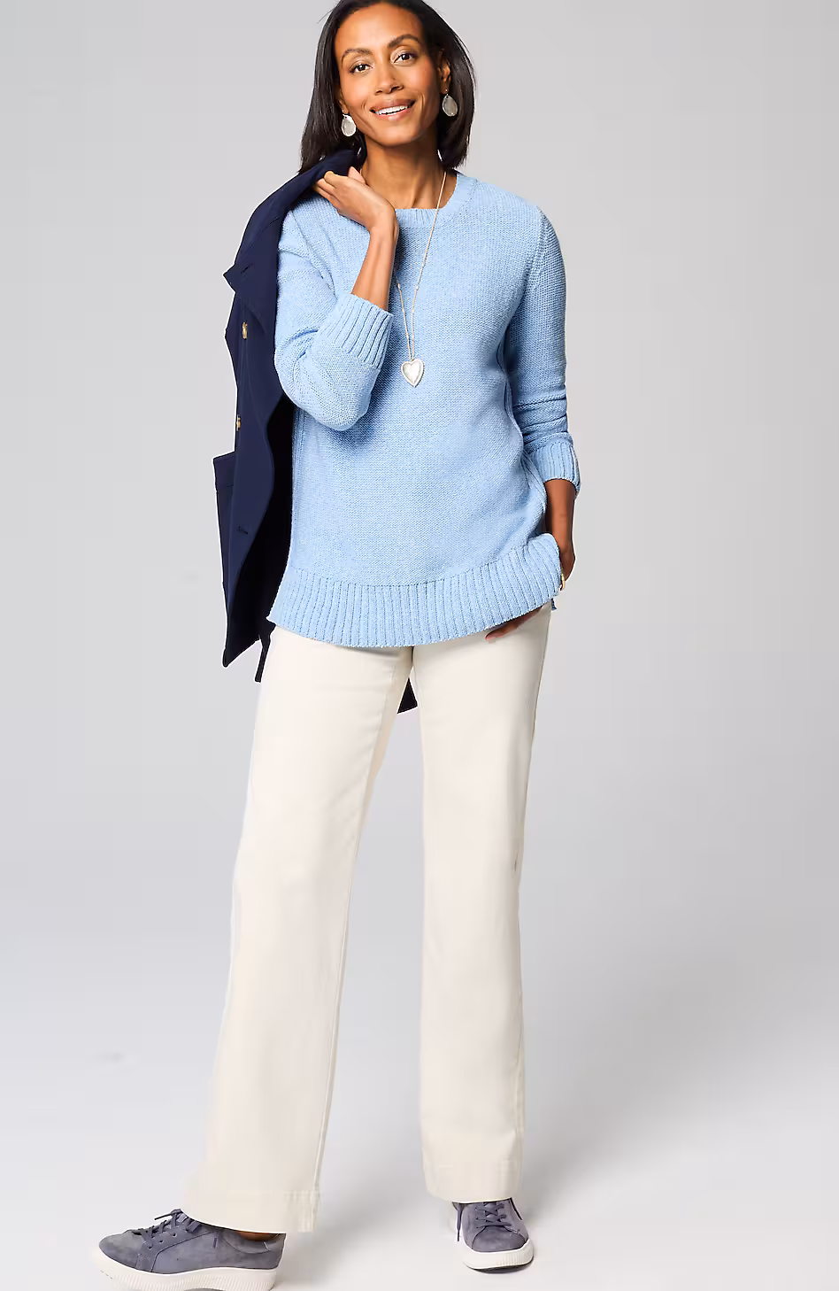 Ribbed-Detail Crew-Neck Sweater