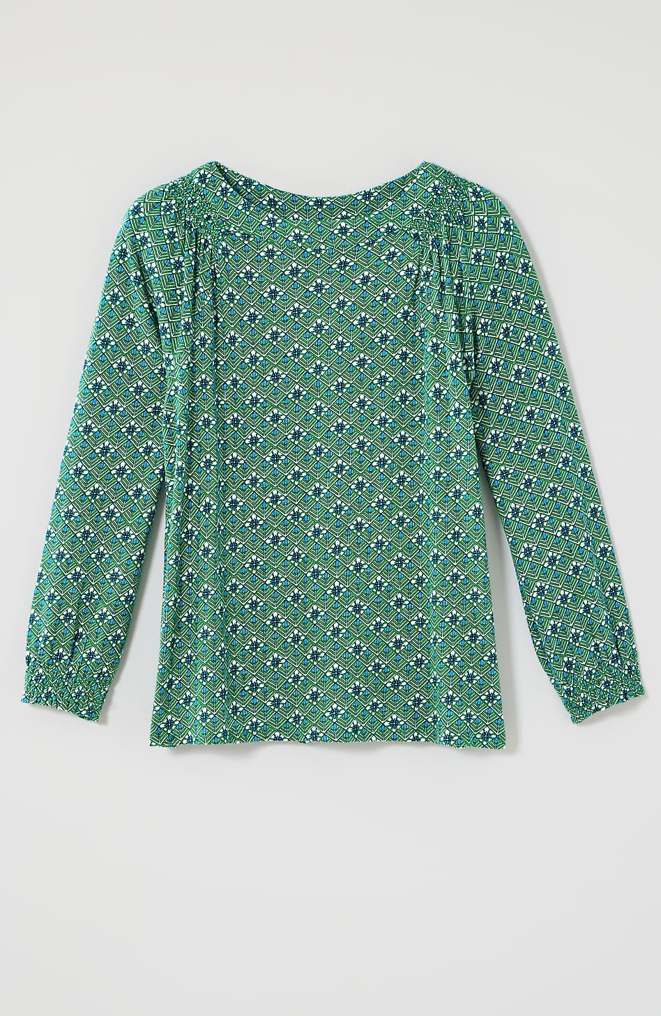 Smocked Geometric Printed Top