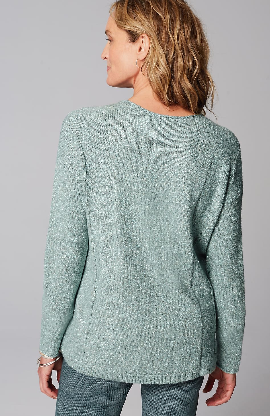 Metallic Textured Pullover Sweater