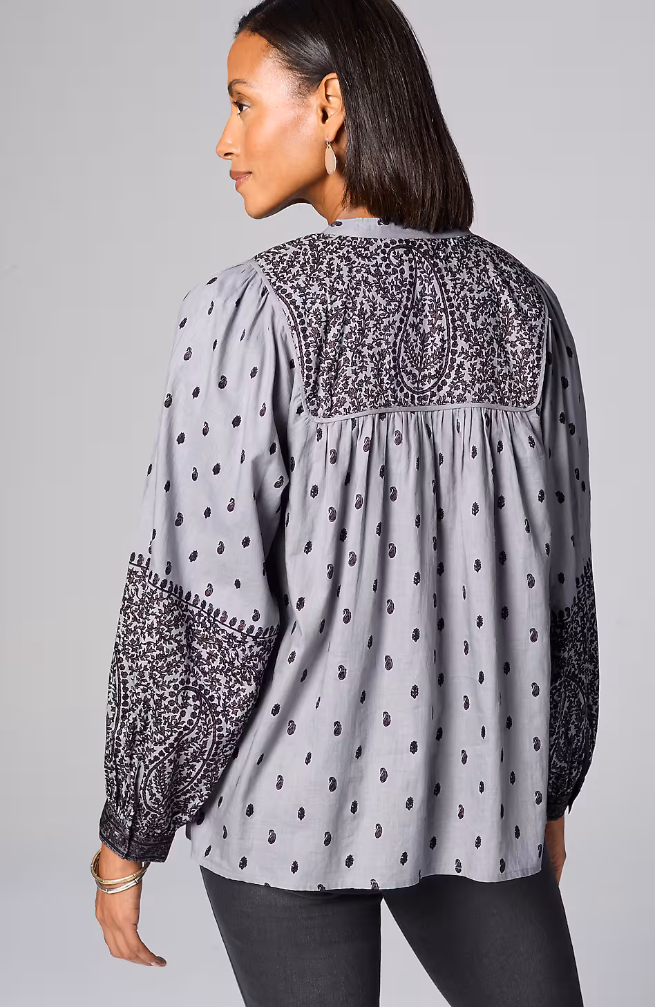 Pure Jill Block-Printed Paisley Top