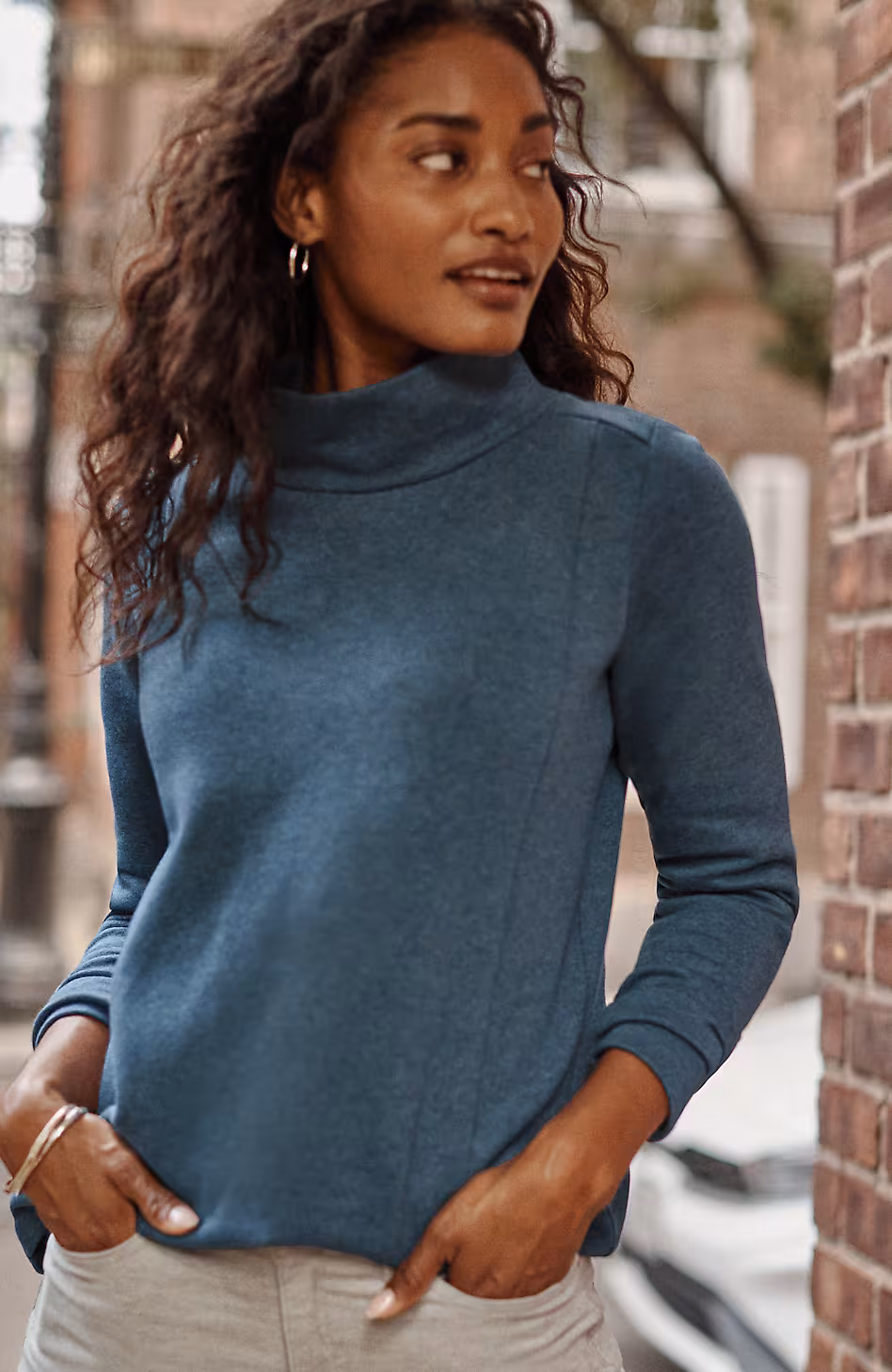 Seamed Mock-Neck Top