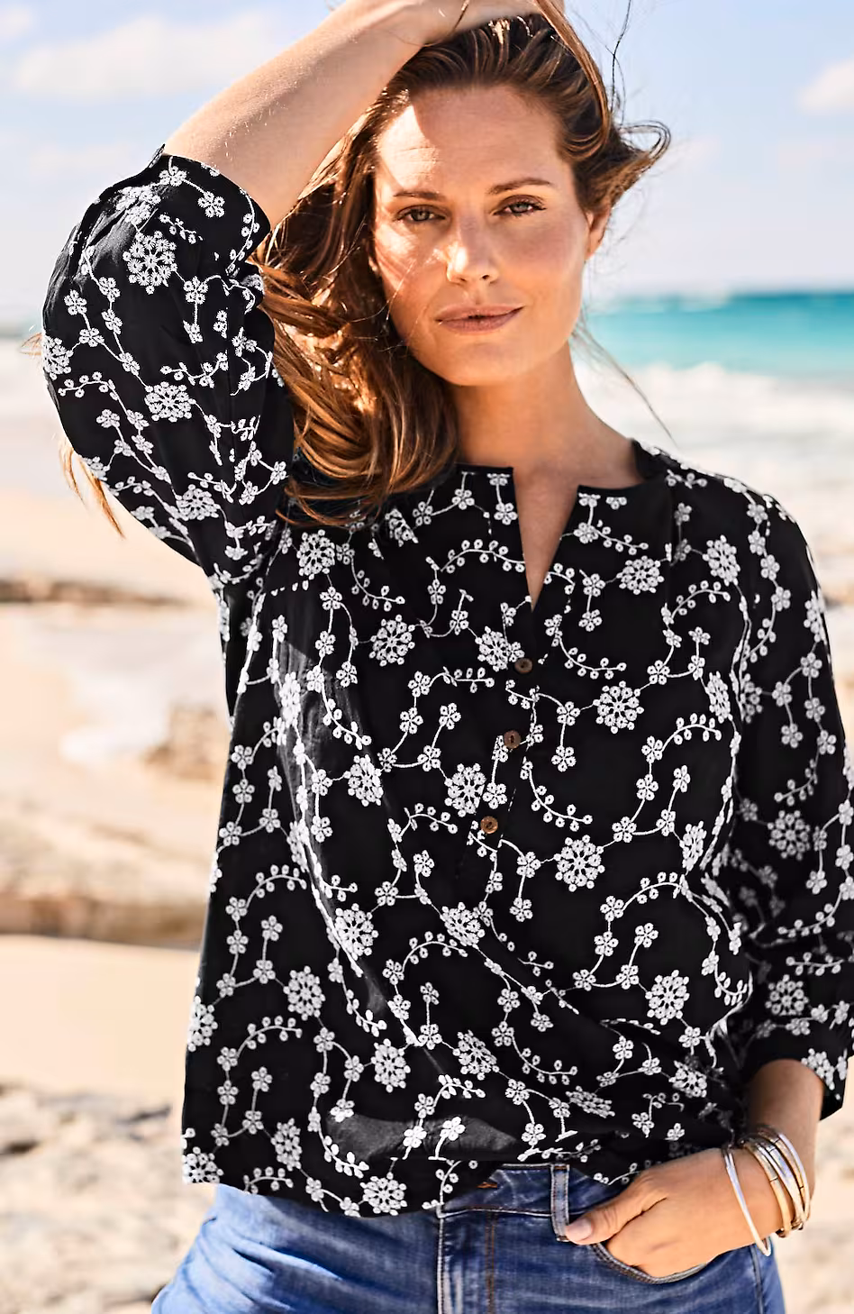 Embroidered Eyelet Popover