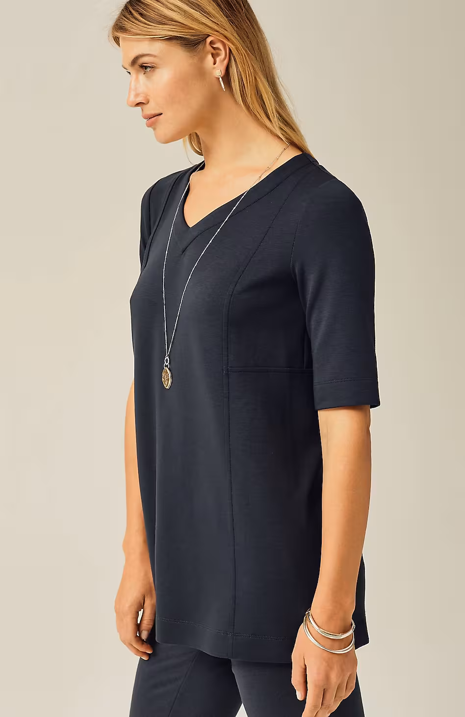 Pure Jill Double-Knit Seamed Tunic