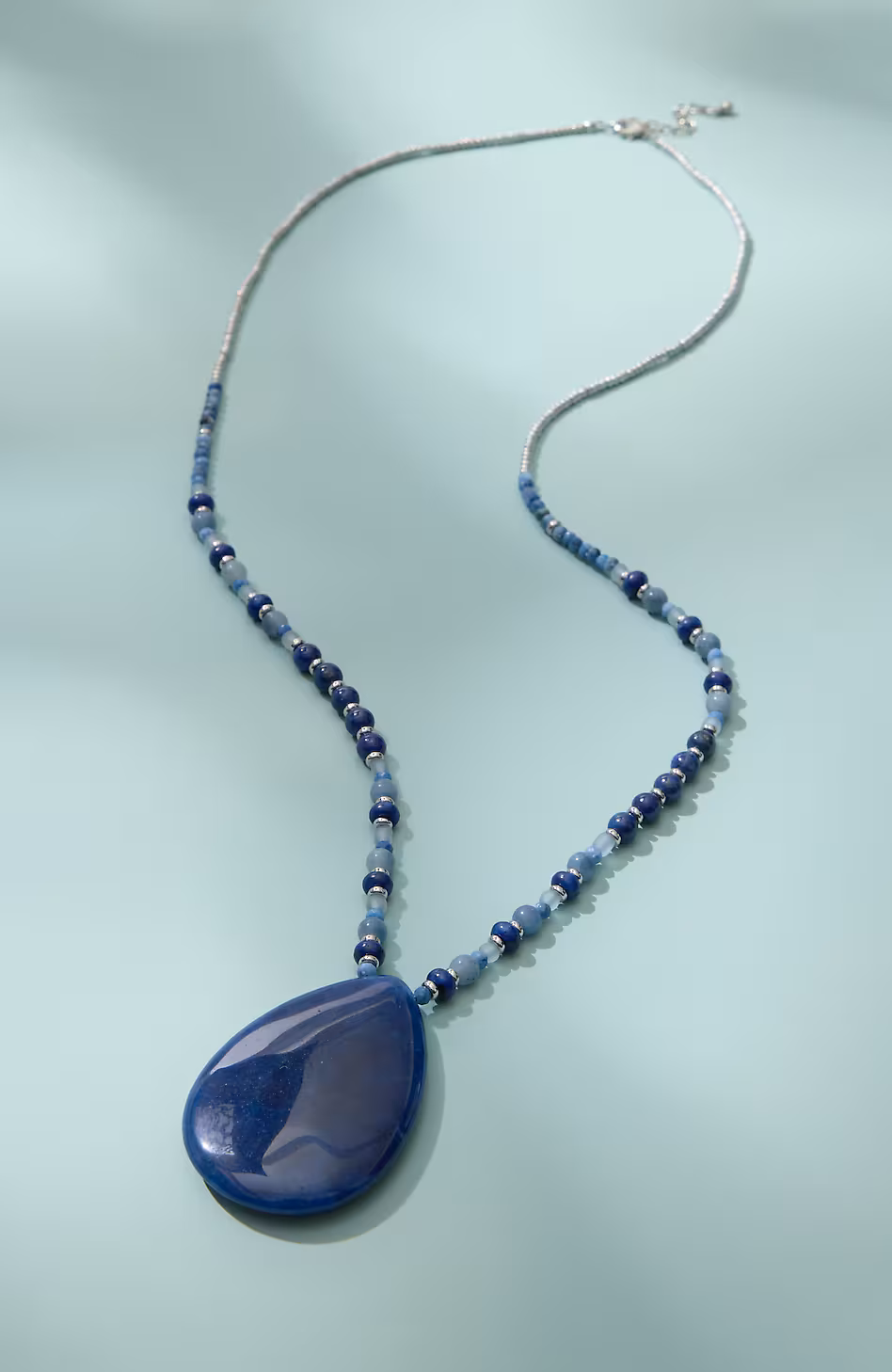 Beaded Blue Lapis Pendant Necklace