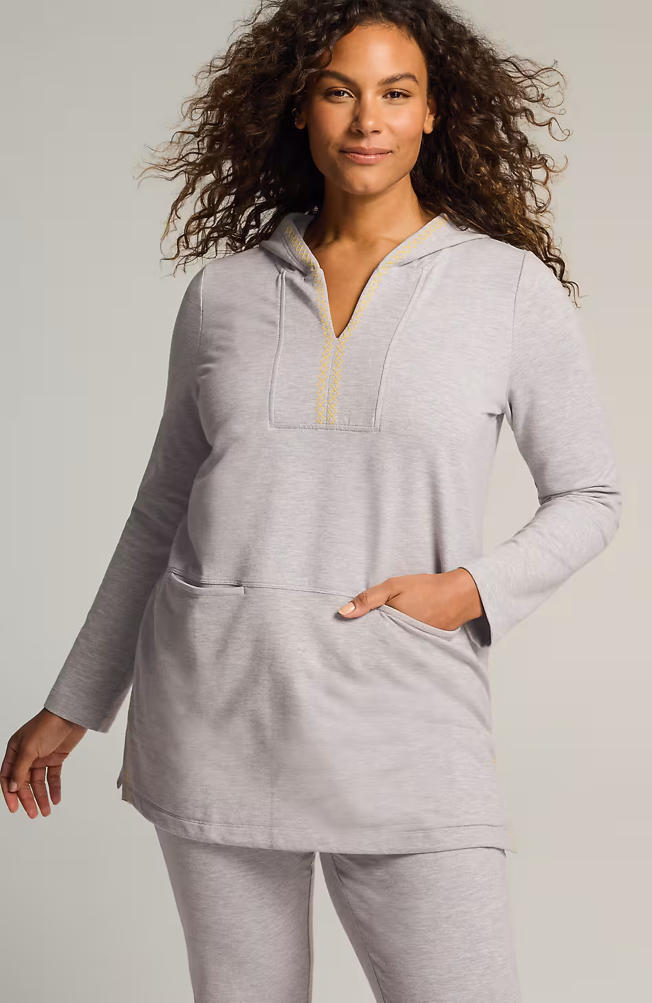 Fit Elevate Terry Embroidered Hooded Tunic