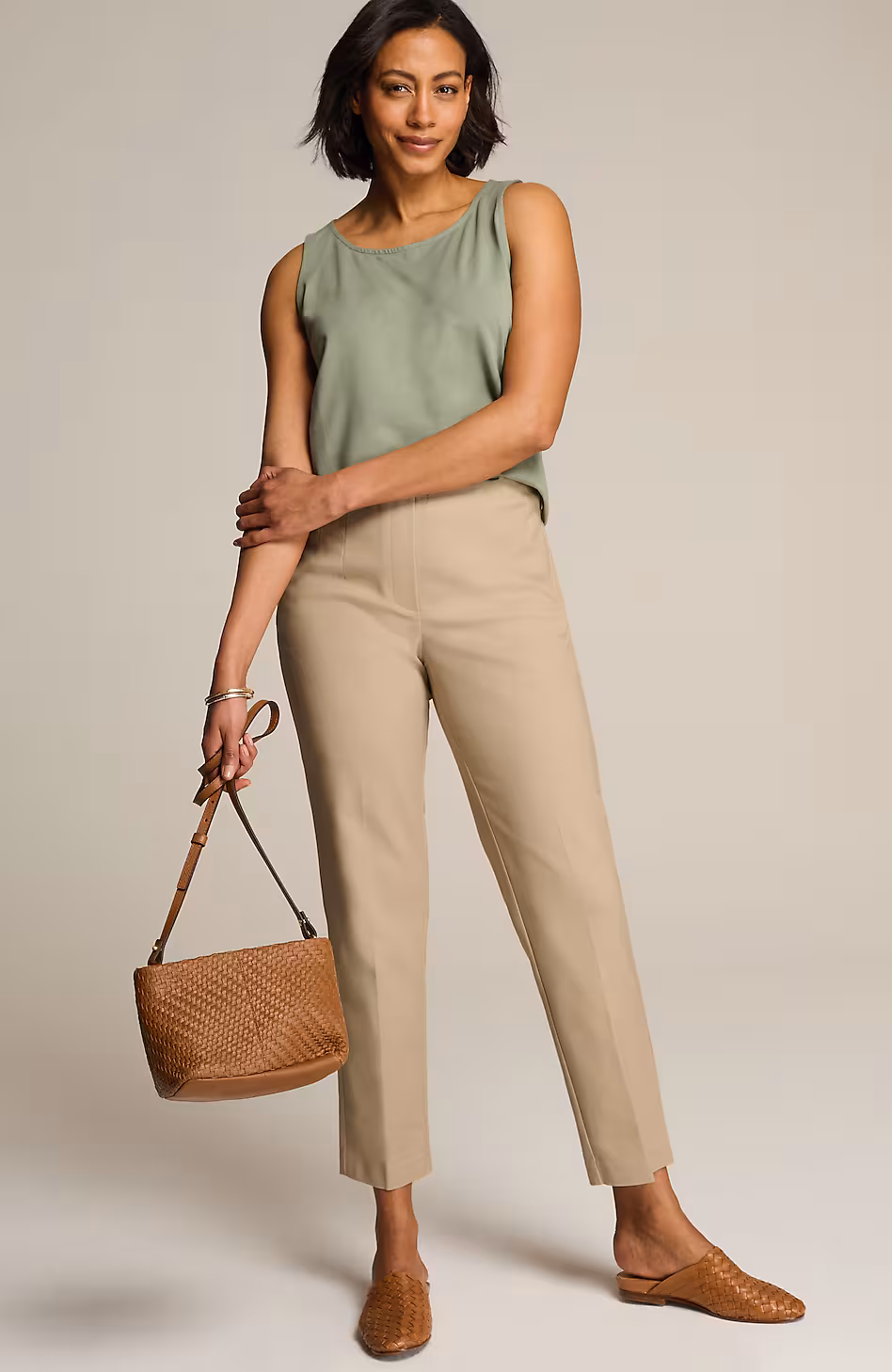 Curvy-Fit Versatile Cotton-Stretch Slim-Leg Pants