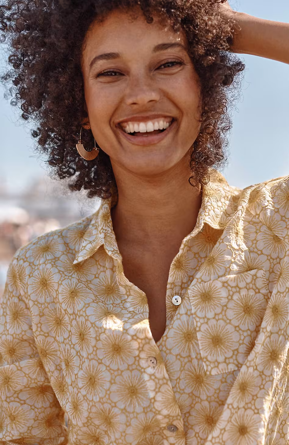 One-Pocket Shirred-Back Shirt