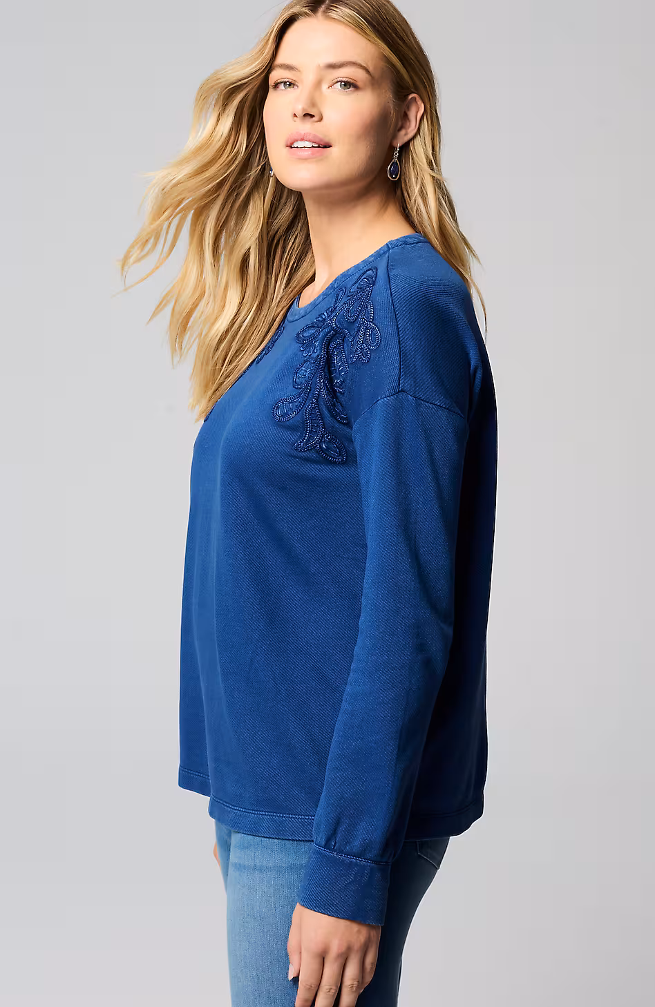 Pure Jill Relaxed Embroidered Top