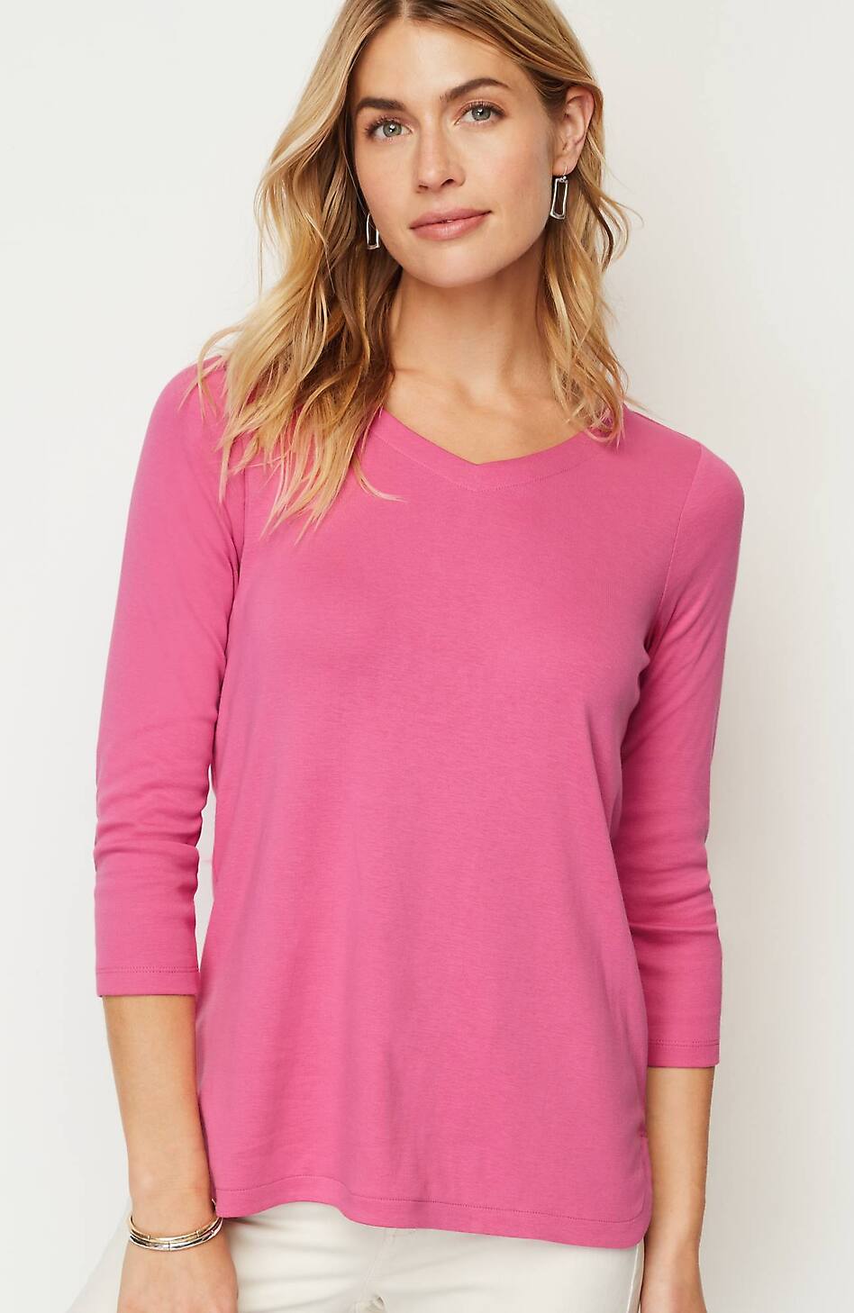 Pima 3/4-Sleeve V-Neck Tee