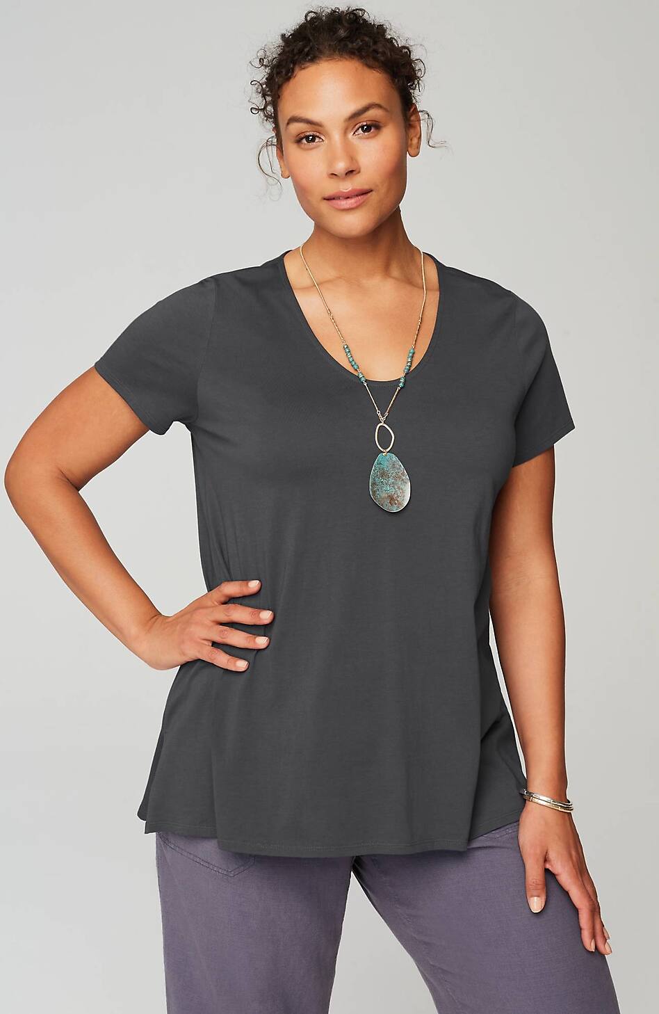 Pure Jill Side-Slit Elliptical Tee