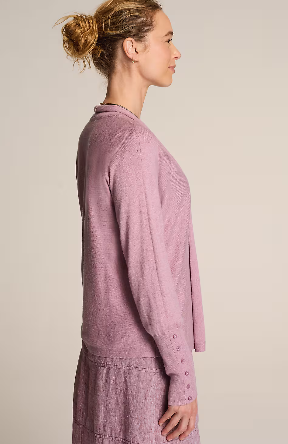 Pure Jill Buttoned-Cuff Cardi