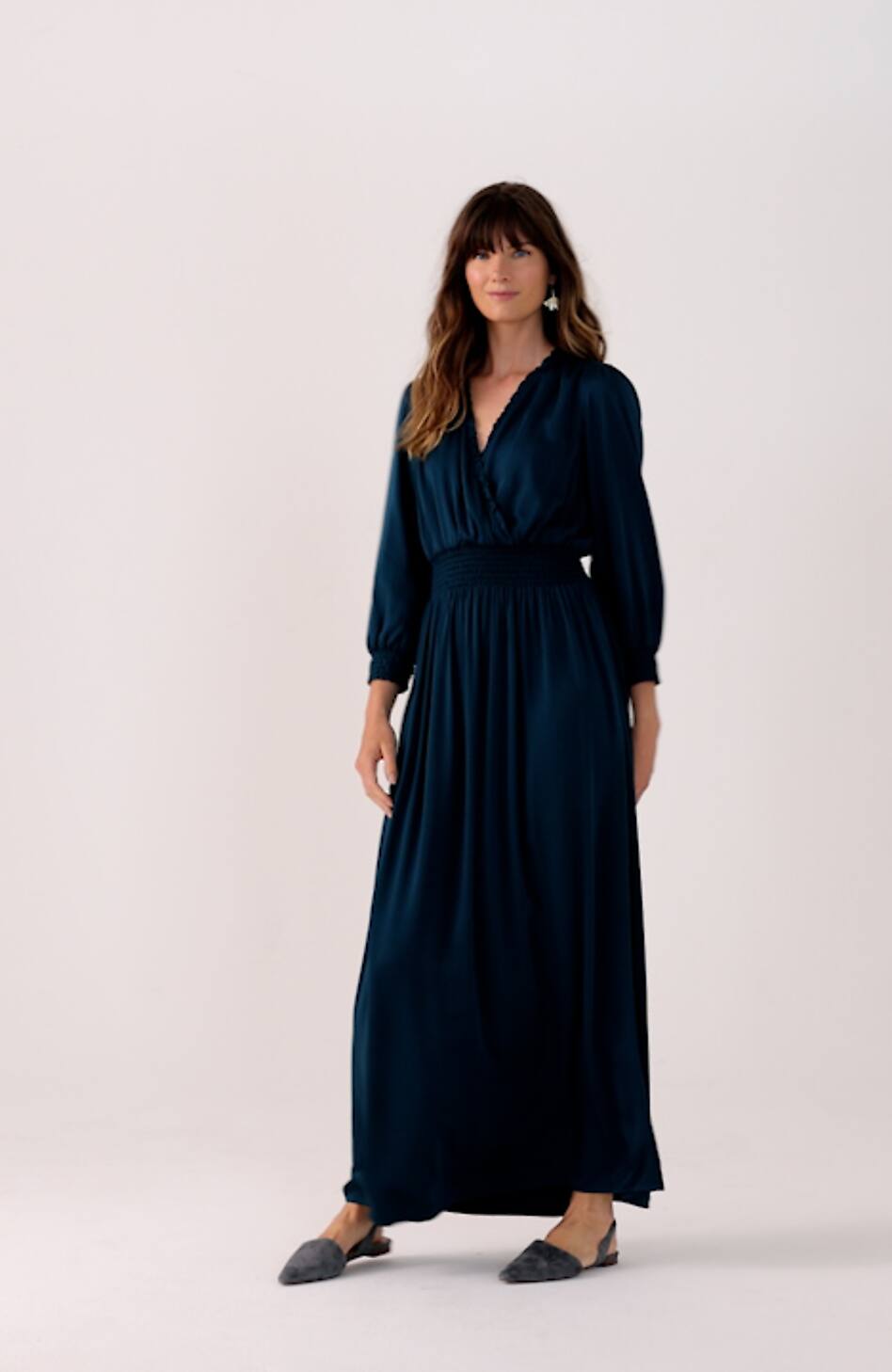 Smocked Sateen Dress