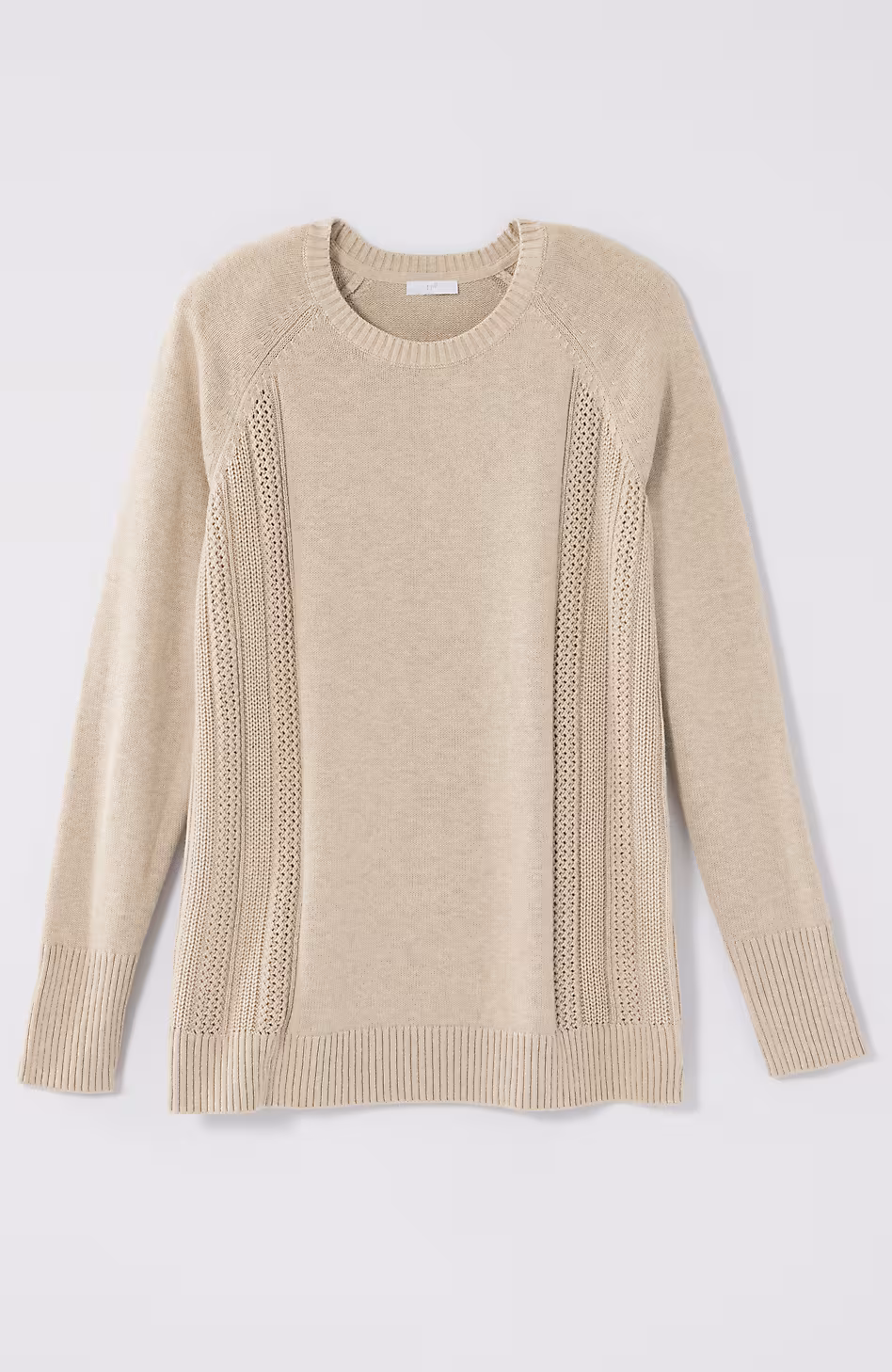 Textured-Sides Crew-Neck Sweater