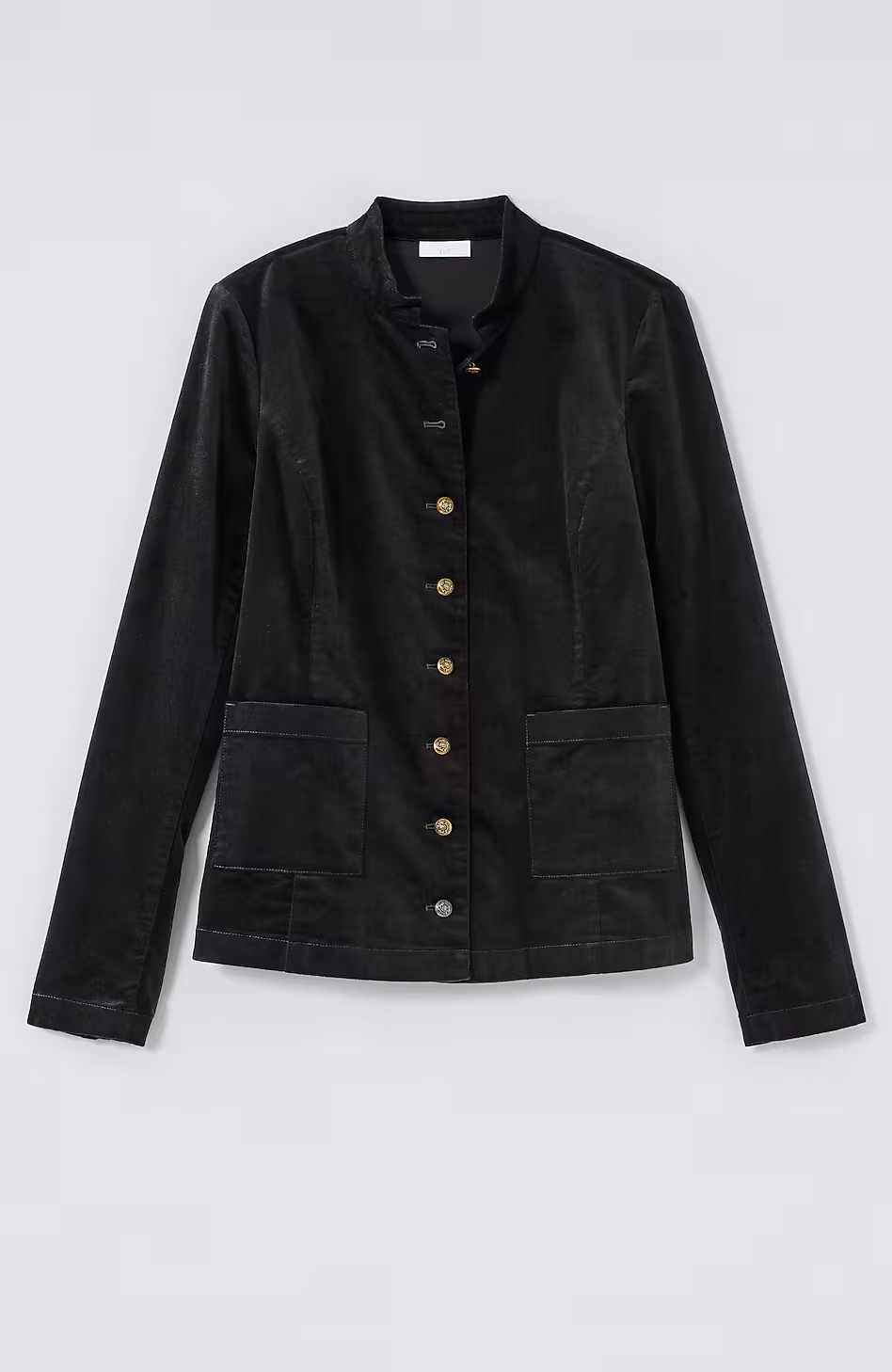 Velveteen-Stretch Military Jacket