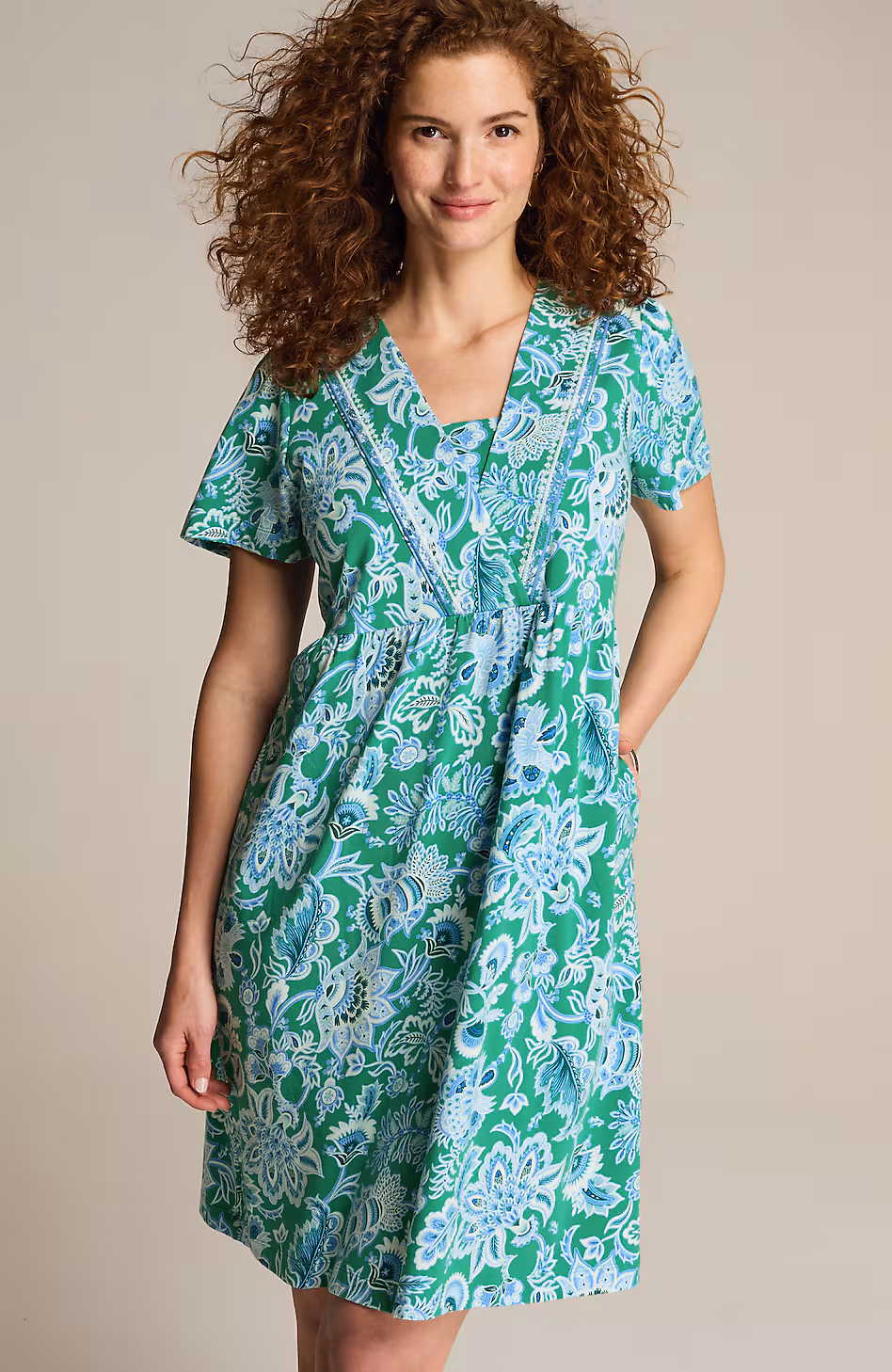 Embroidered Short-Sleeve Dress