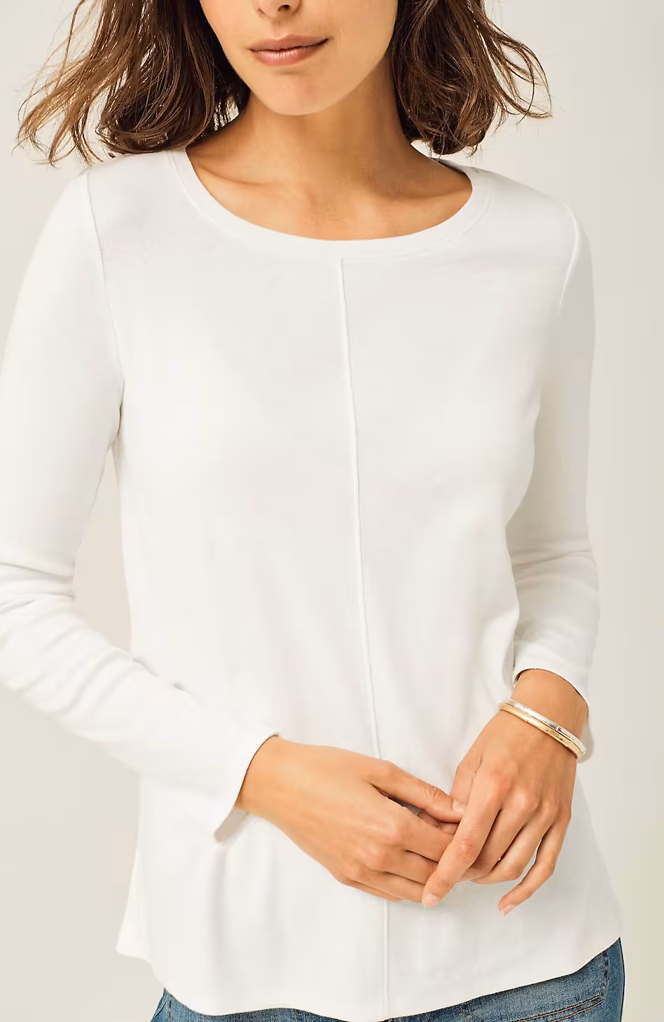 Long-Sleeve Pima Crew-Neck Tee