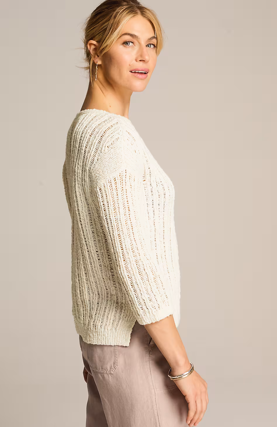 Pure Jill Open-Rib-Textured Sweater